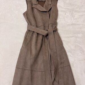 Zara Faux Suede Vest with Belt in Taupe / Beige size M